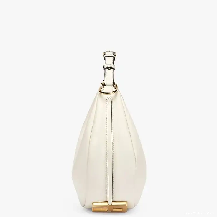 Cheap HOT Fendigraphy Bag Calf Leather Fendi Hobo In White Small 0620